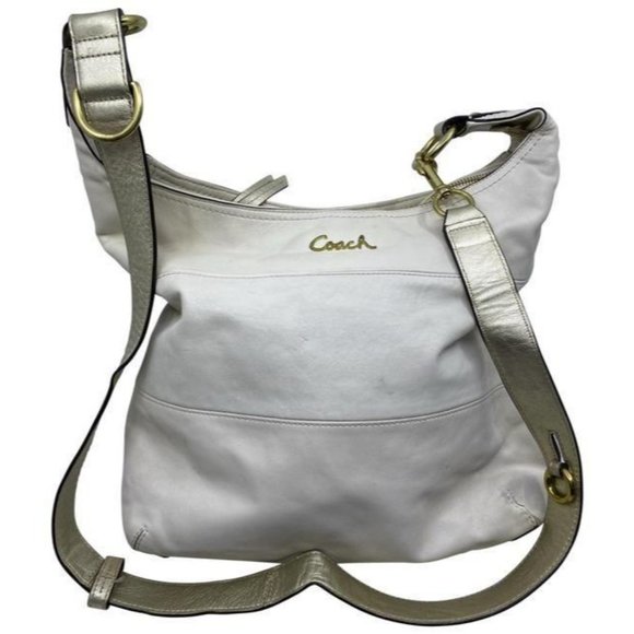 Coach Handbags - coach white gold leather cross body bag